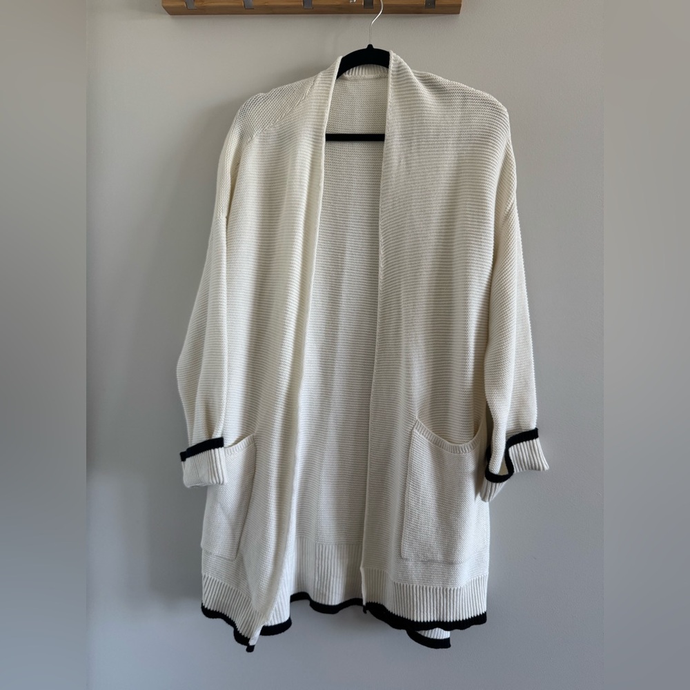 Oak + Fort Cream Open-Front Sweater